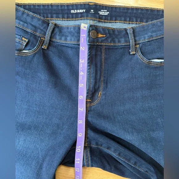 Old Navy Mid-Rise Power Slim Straight Leg Jeans Size 14 Short - Picture 8 of 9
